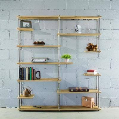 64-inch 11-Shelf Metal and Wood Bookcase P739703
