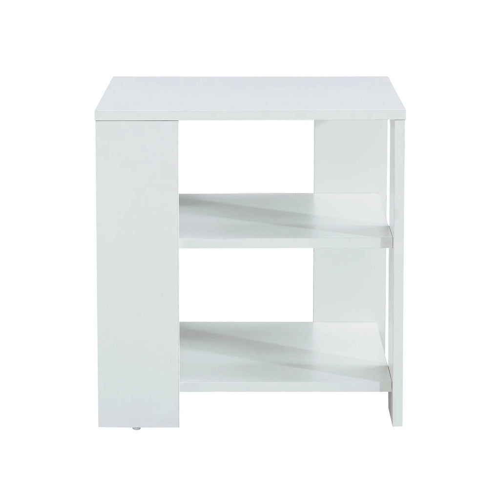 White 3 Tier Wood Square Nightstand S247