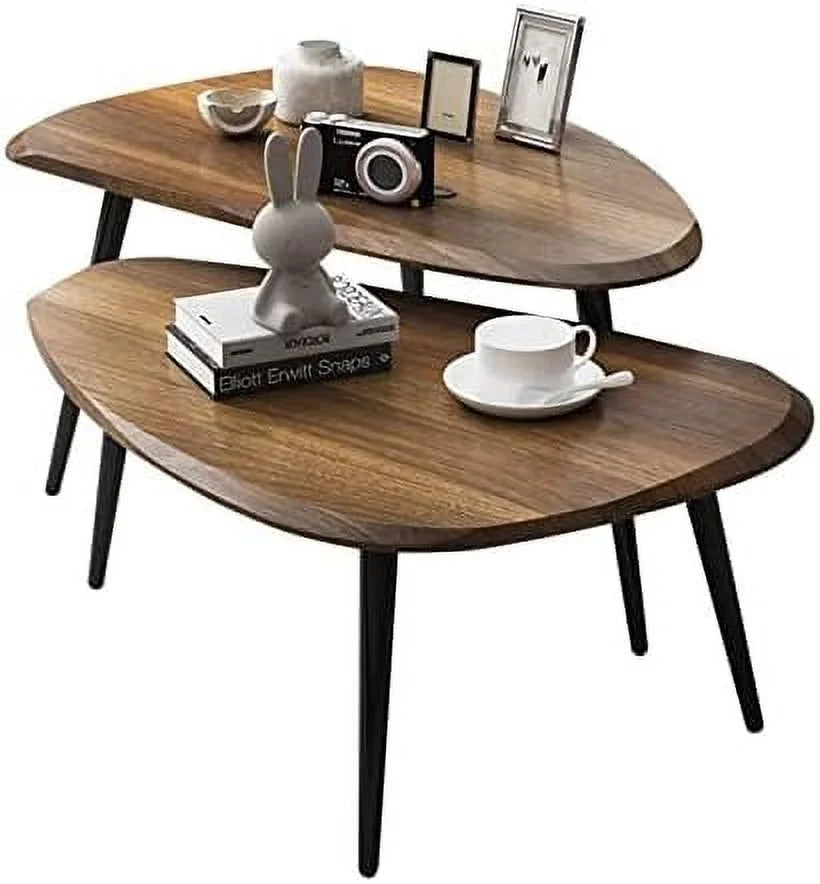 Scandinavian Wood Coffee Table Set of 2 D55322