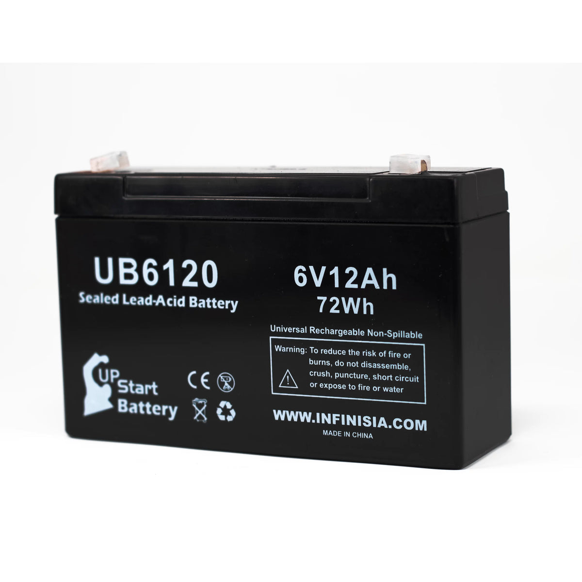 6V 12Ah Sealed Lead Acid Battery with F1 to F2 Terminal Adapters C86492