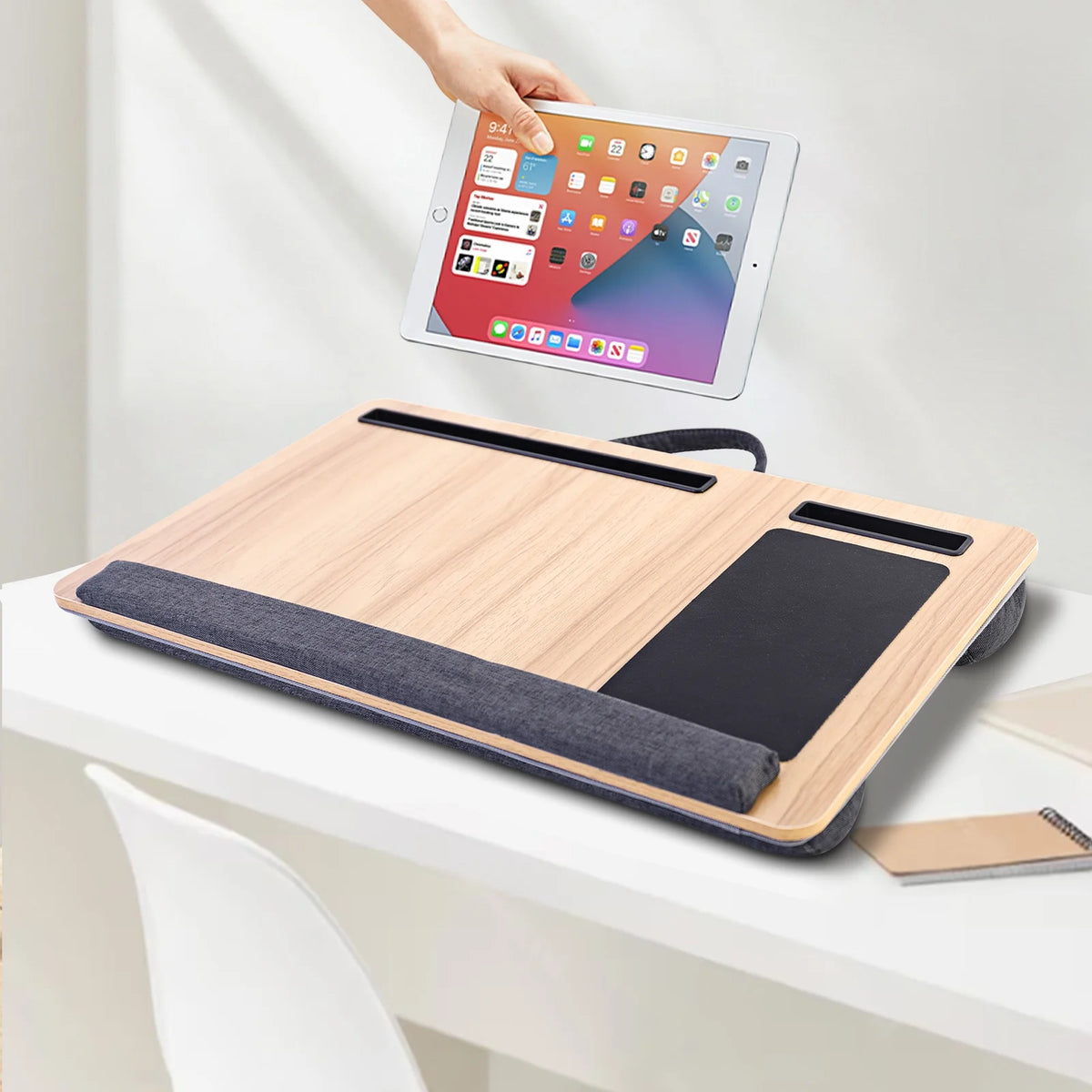 Portable Lap Laptop Desk with Cushion, Mouse Pad & Phone Slot Z1348