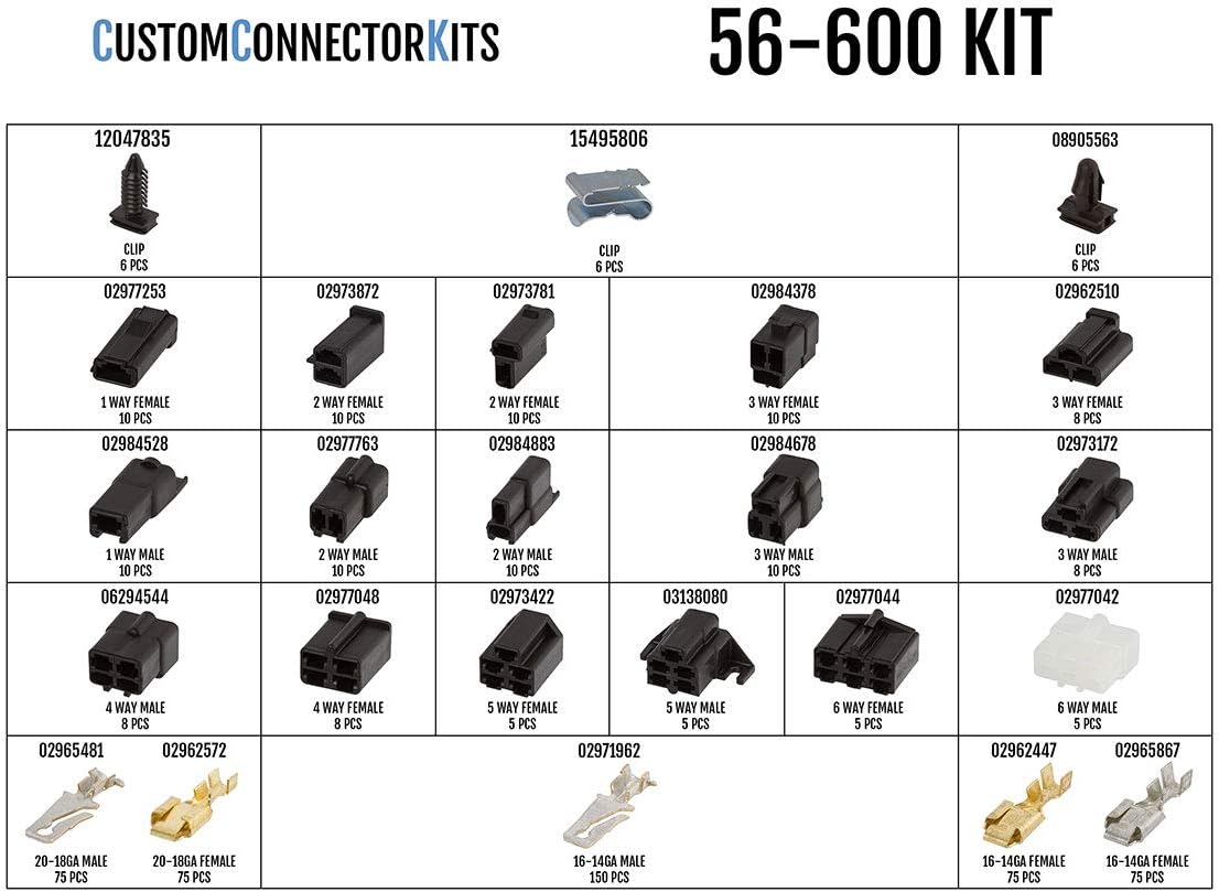 Automotive Electrical Connectors 20-12 Gauge 600 Piece Kit with Crimp Tool L25055