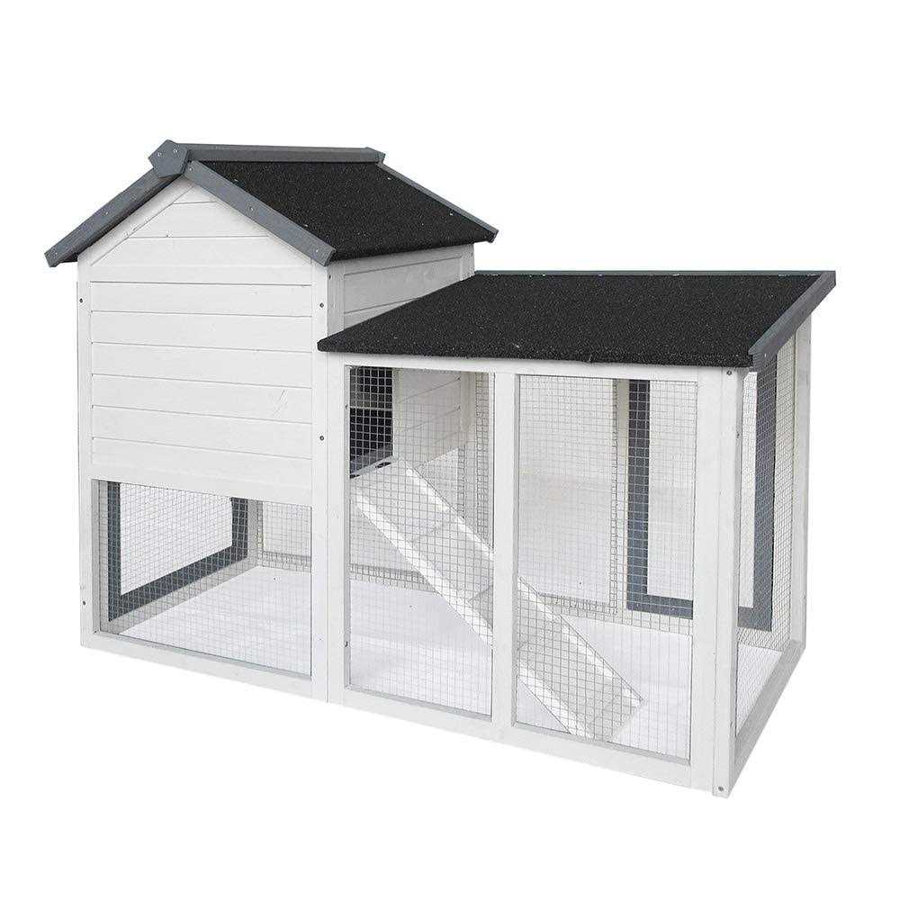 48”L Rabbit Hutch Wood Pet Cage J307415