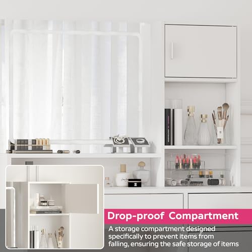 Vanity Desk with Mirror and LED Light Strip I9648