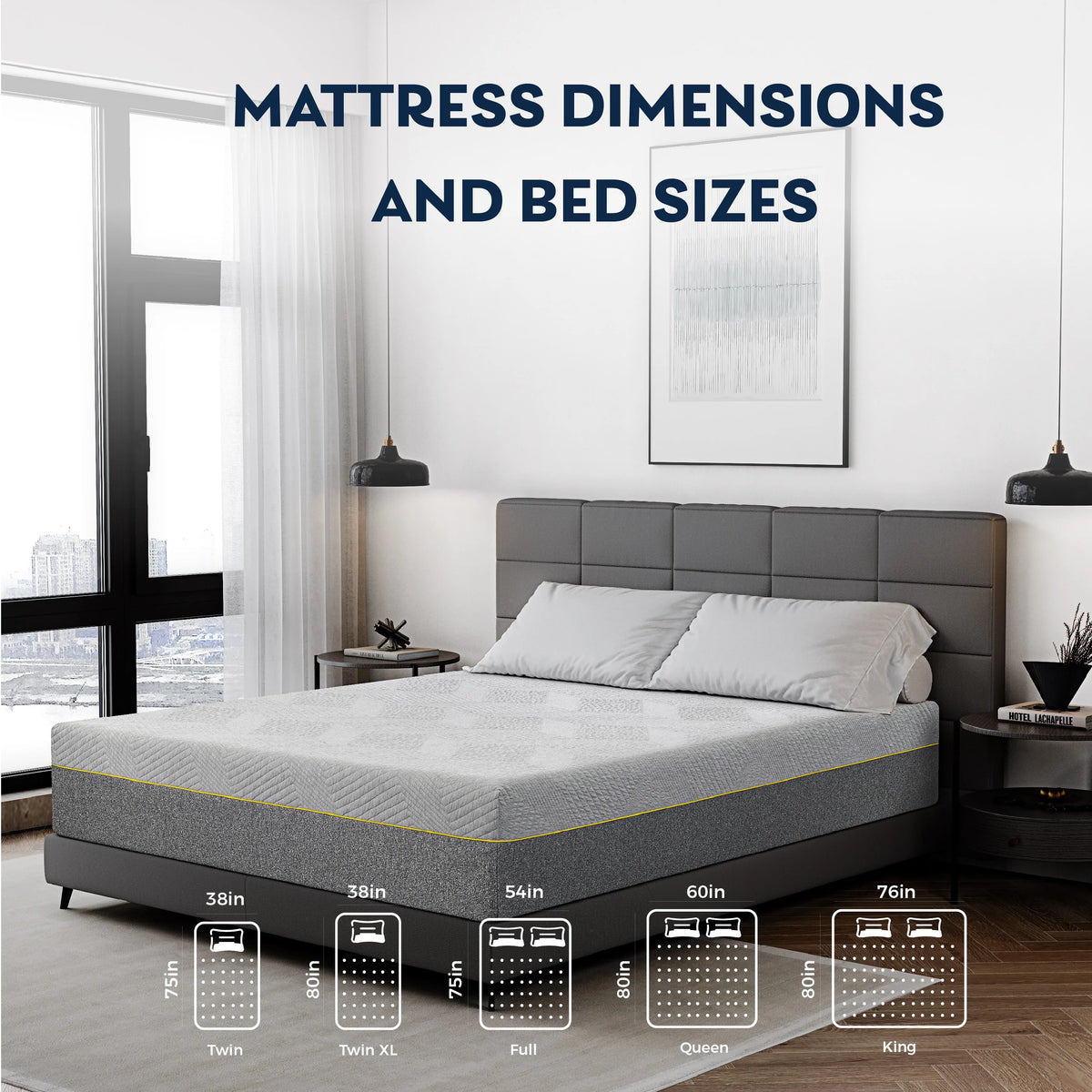 Grey 12 inch Queen Size Gel Memory Foam Mattress A51762