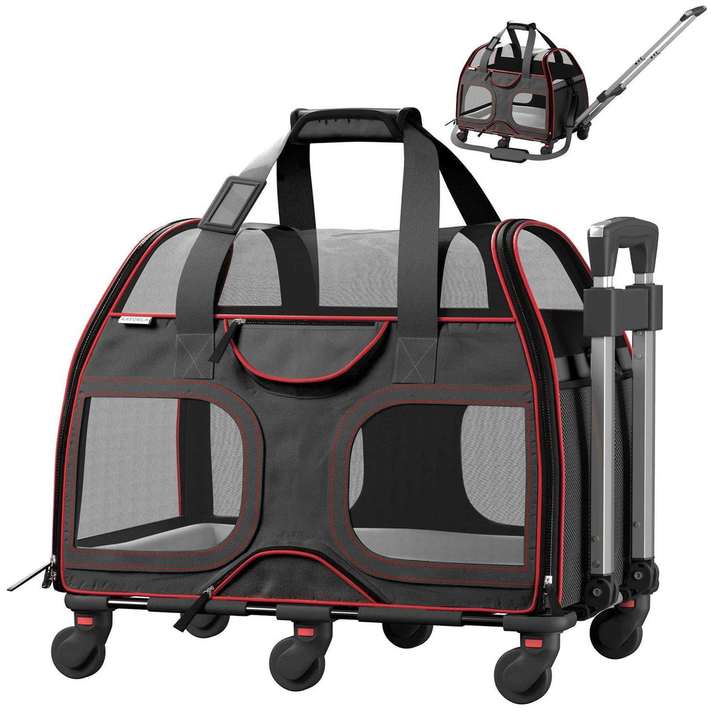 Pet Carrier with Removable Wheels and Double Telescopic Handle B548
