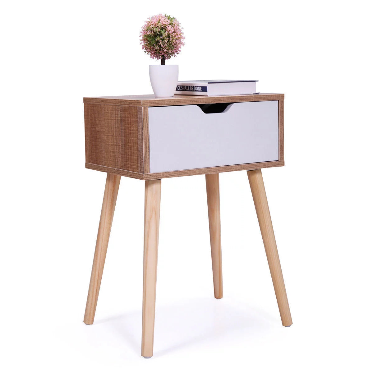 White 2Pcs Nightstand With Storage Drawers F315116