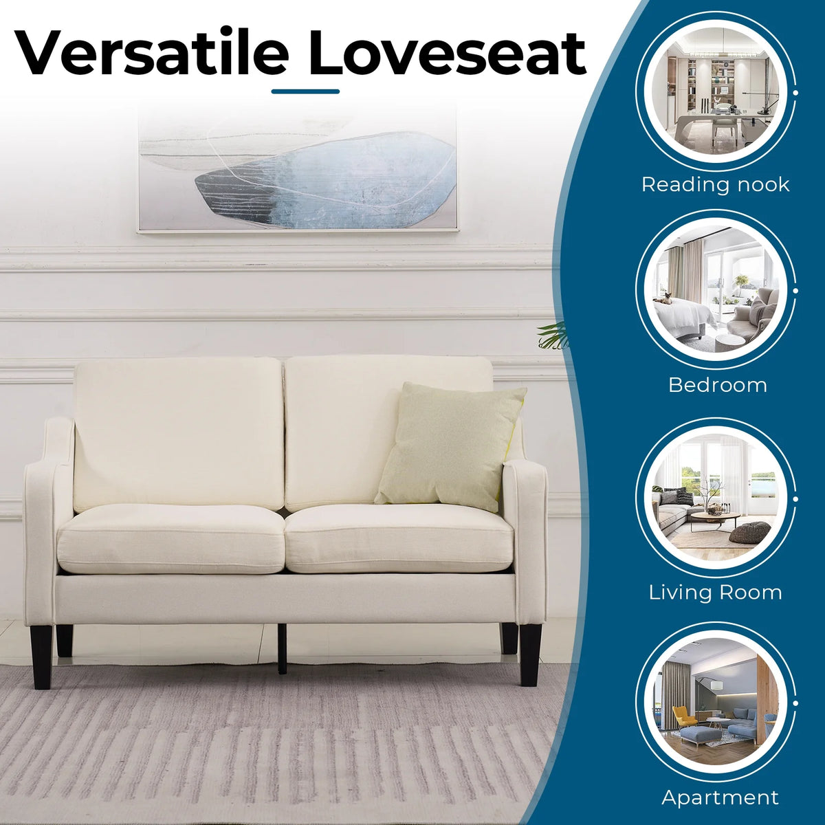 Beige Mid-century Modern Loveseat Y9896
