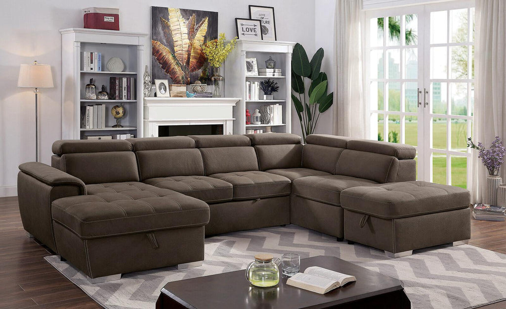 Light Brown Nabuck Sectional Sofa W7703