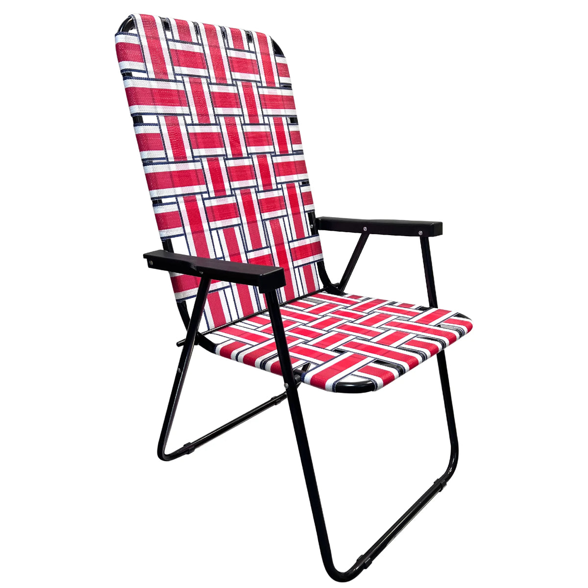 Portable High Back Outdoor Webbed Chair 1 Pack Red/Blue Stripes H747