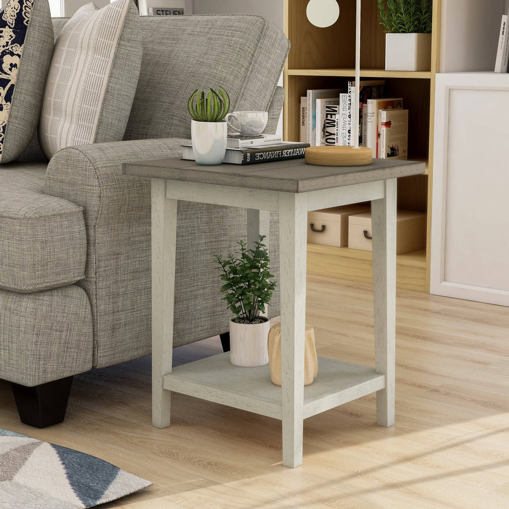 Rustic Open-Shelf Side Table J99928