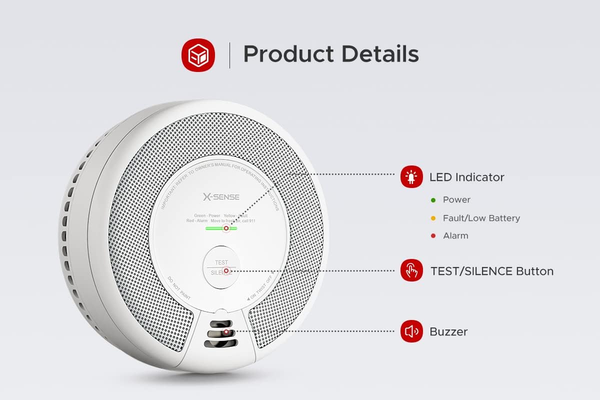 Wireless Interconnected Combination Smoke and Carbon Monoxide Detector, 10-Year Battery, Pack of 6 R62313