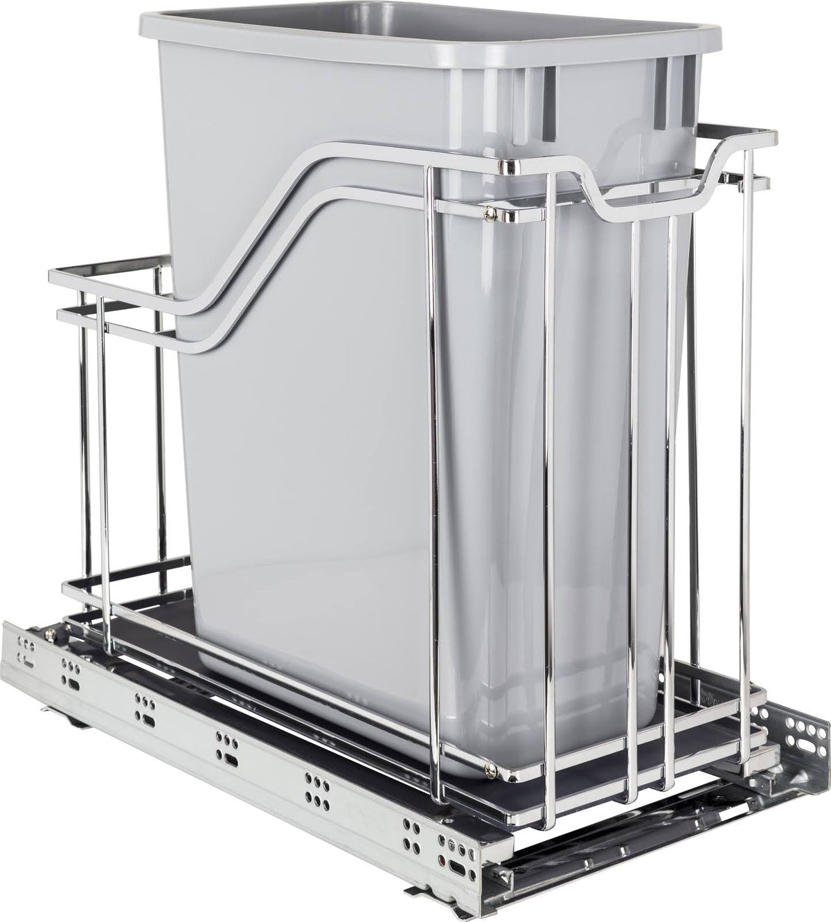 Metal Single Trashcan Polished Chrome E7078