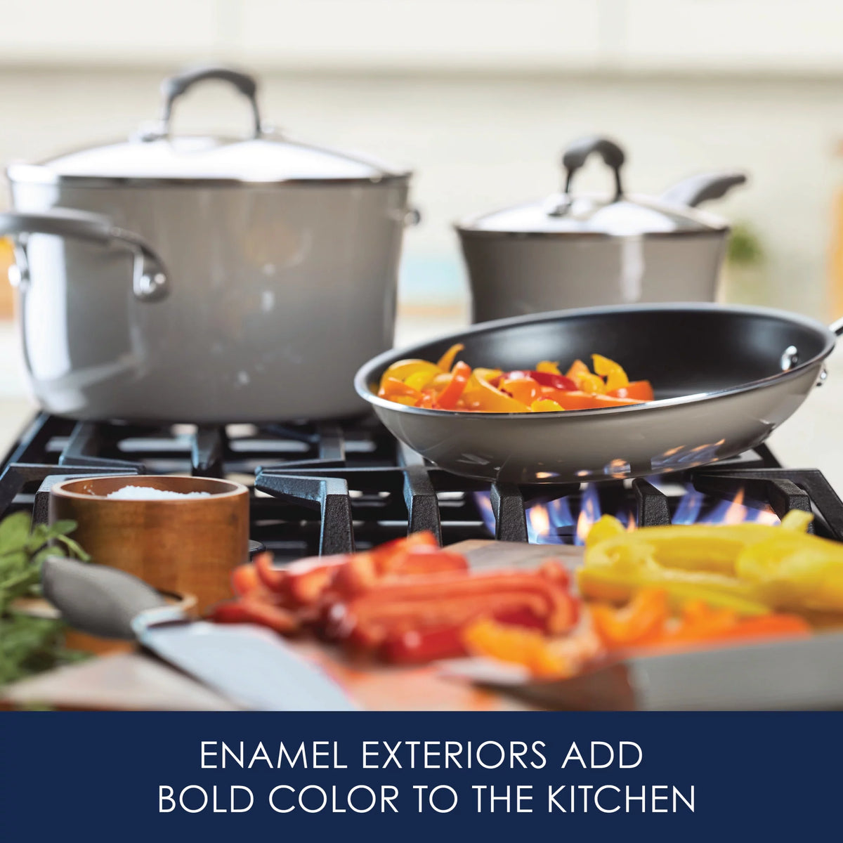 15 Piece Hard Enamel Nonstick Pots and Pans Set Y763080