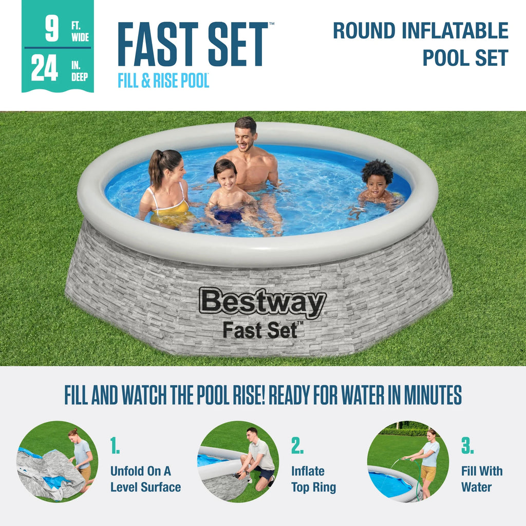12' x 30 Round Inflatable Swimming Pool Set P3238