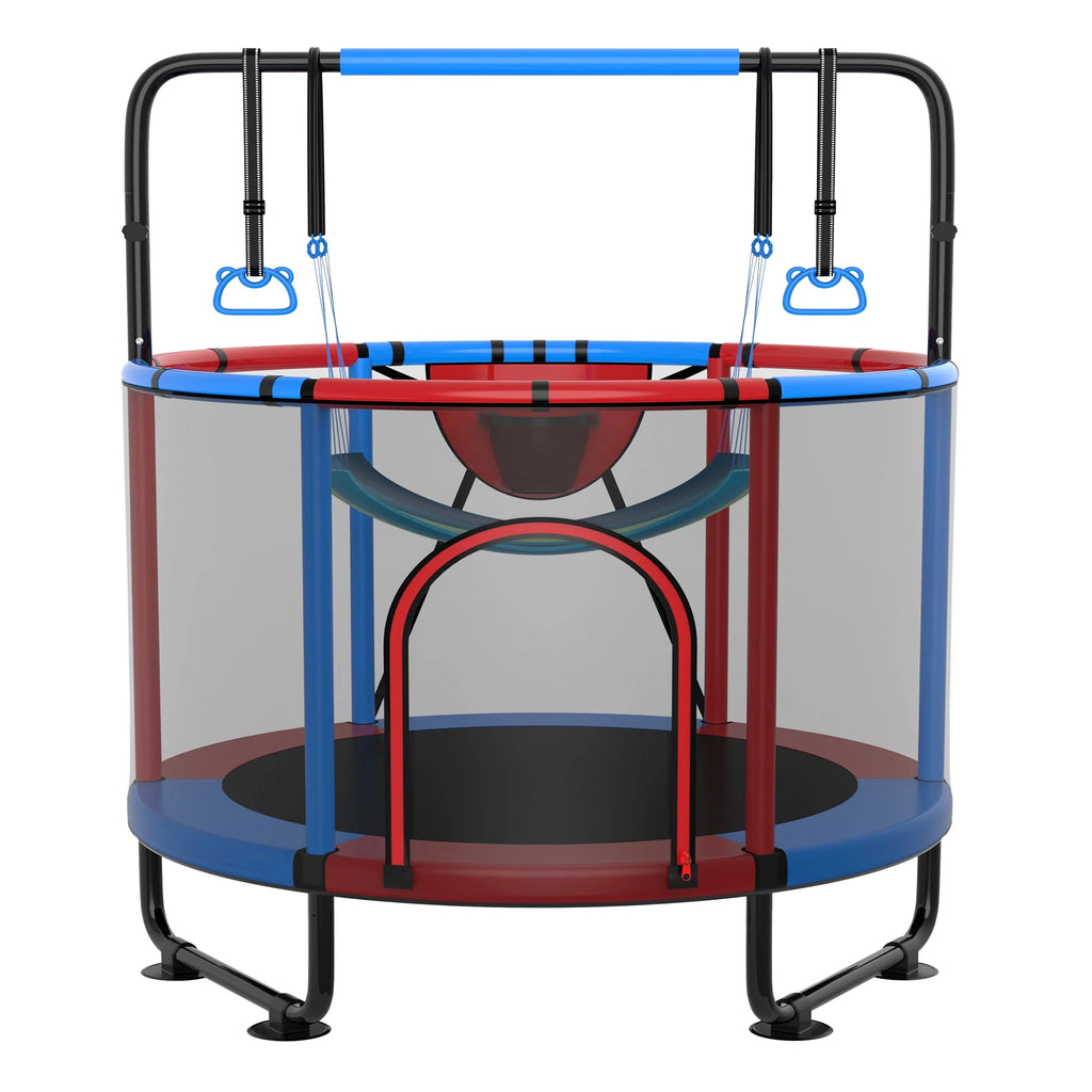60'' Trampoline with Enclosure, Basketball Hoop and Swings A784