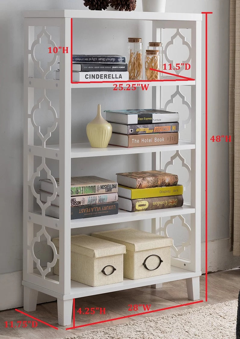 White 5 Tier Wood Bookcase Q4593