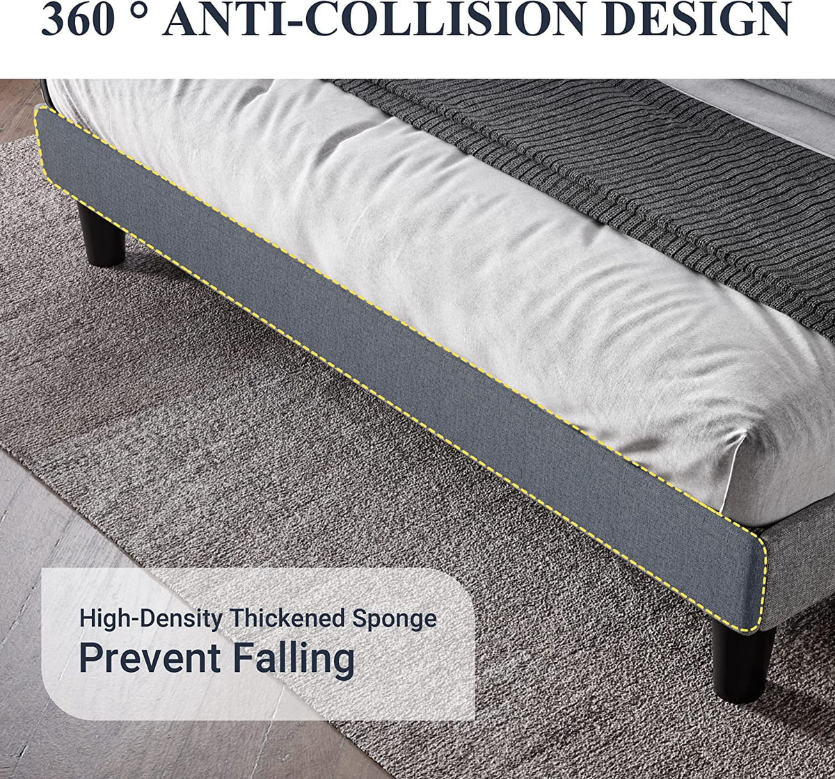Queen Size Upholstered Platform Bed Frame with Wingback A74651