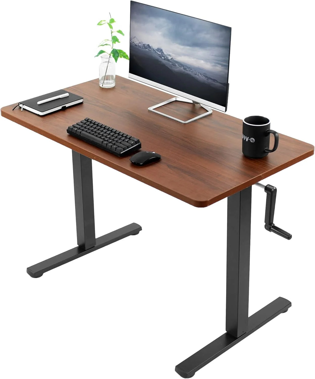 Dark Walnut 43 X 24 Inch Height Adjustable Standing Desk D7649