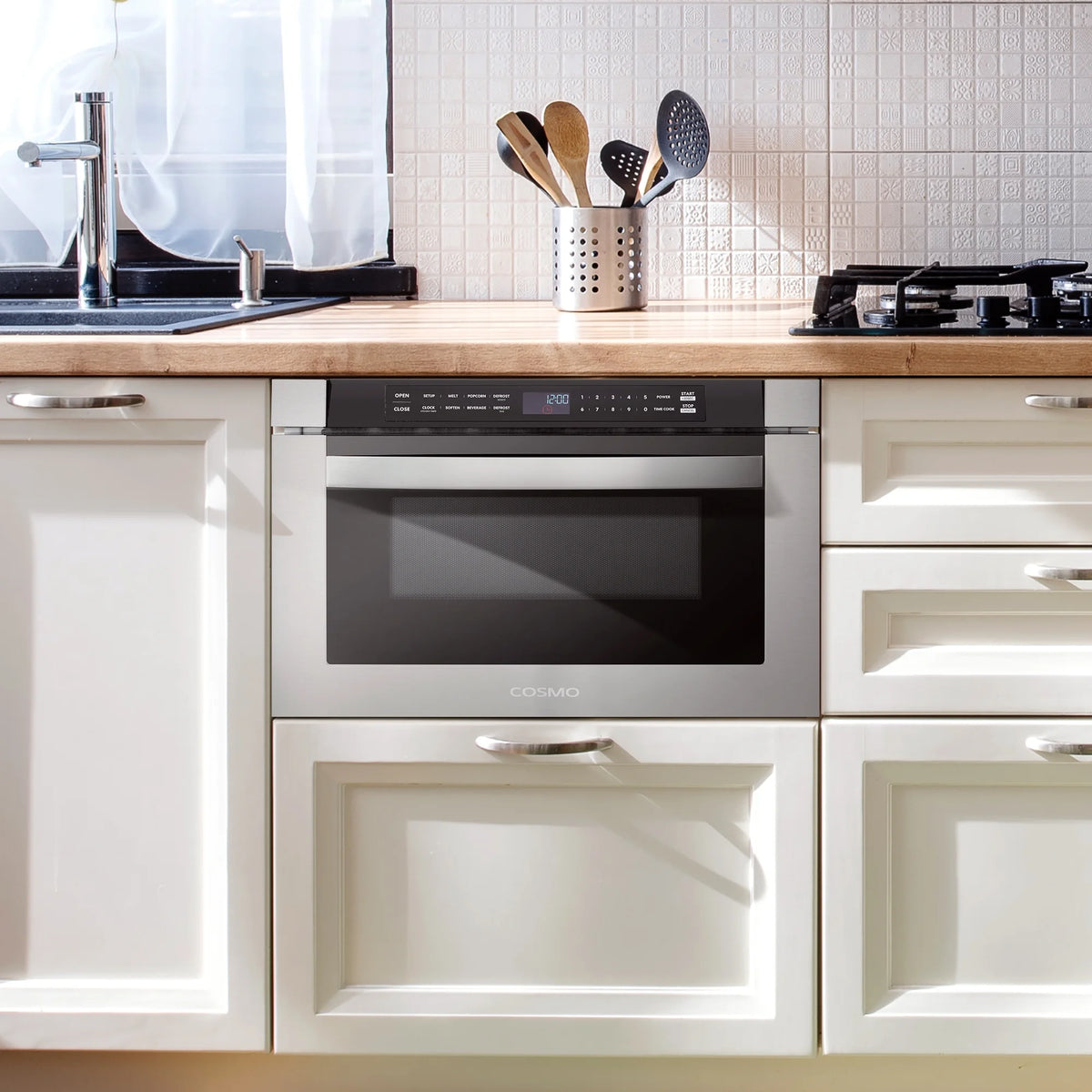 3 Piece Kitchen Appliance Package with Electric Cooktop Microwave Drawer Wall Oven K60516