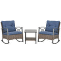 3pc Wicker Rocking Chair Set with Cushions K2321