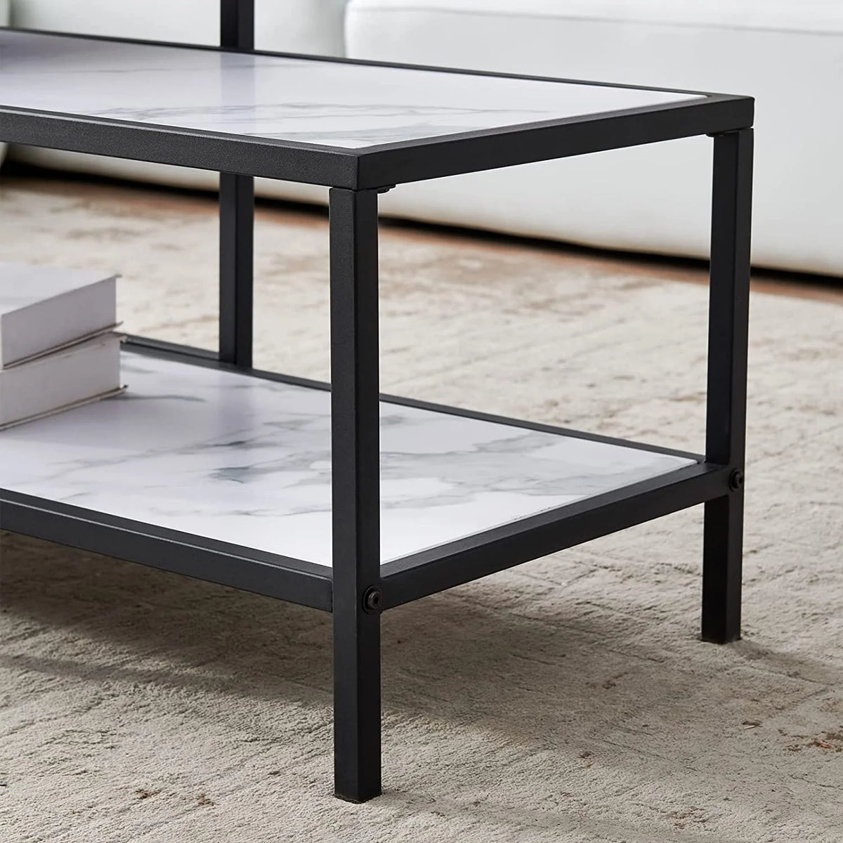 Marble Color Top Nesting Coffee Table Set with Metal Frame K757