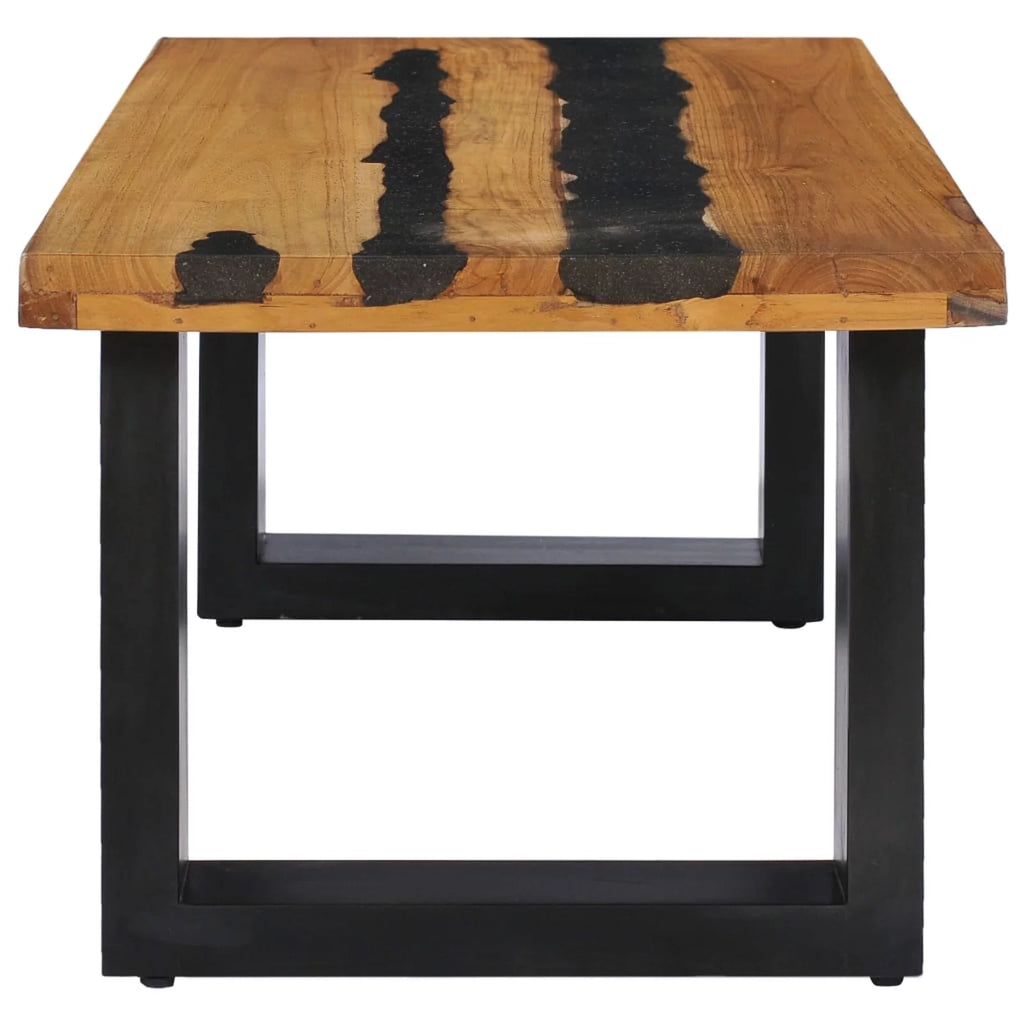 Solid Teak Wood and Lava Stone Coffee Table N104849