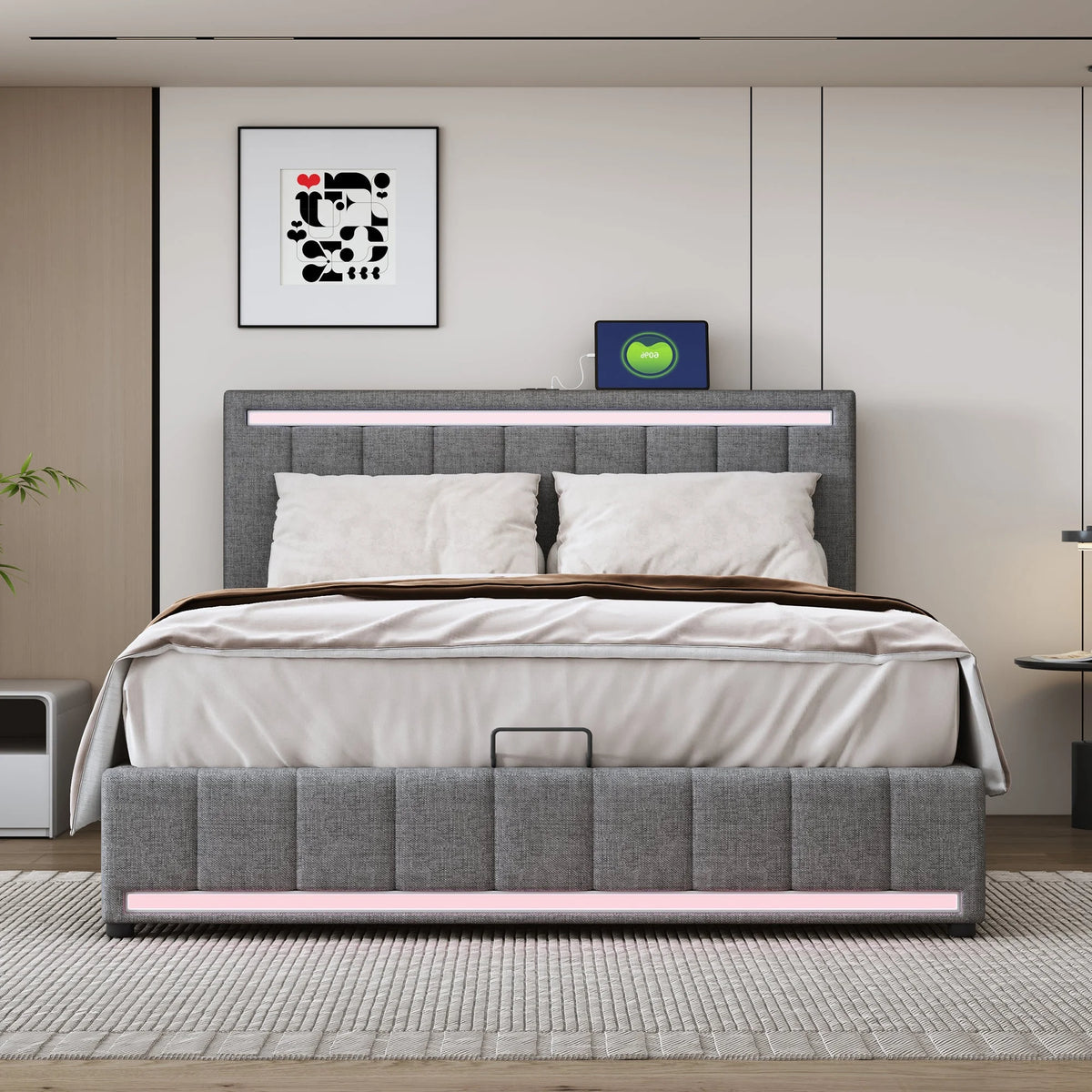 Full Size Platform Bed with Hydraulic Storage X272