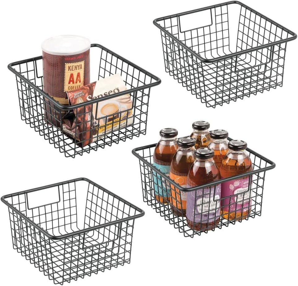 Metal Wire Storage Organizer Bin Basket with Handles, 4 Pack U62617