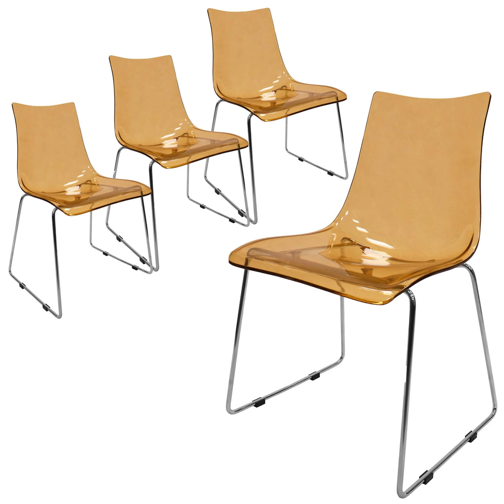 Amber Acrylic Stackable Side Chair Set of 4 L8178