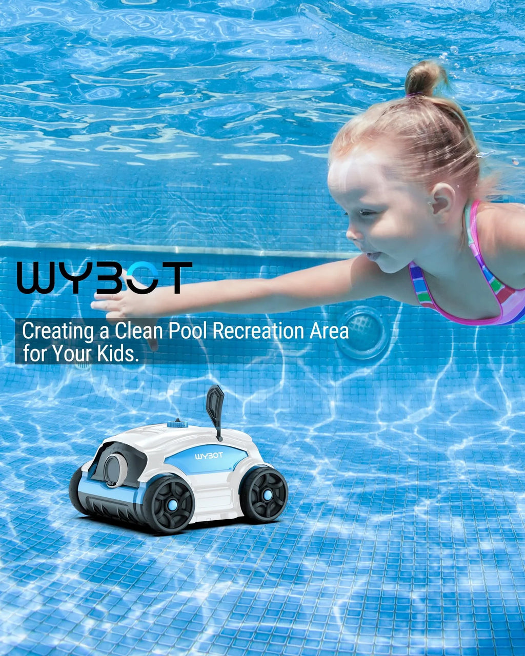 Cordless Robotic Pool Cleaner 45W 130Mins Black and Blue Y157