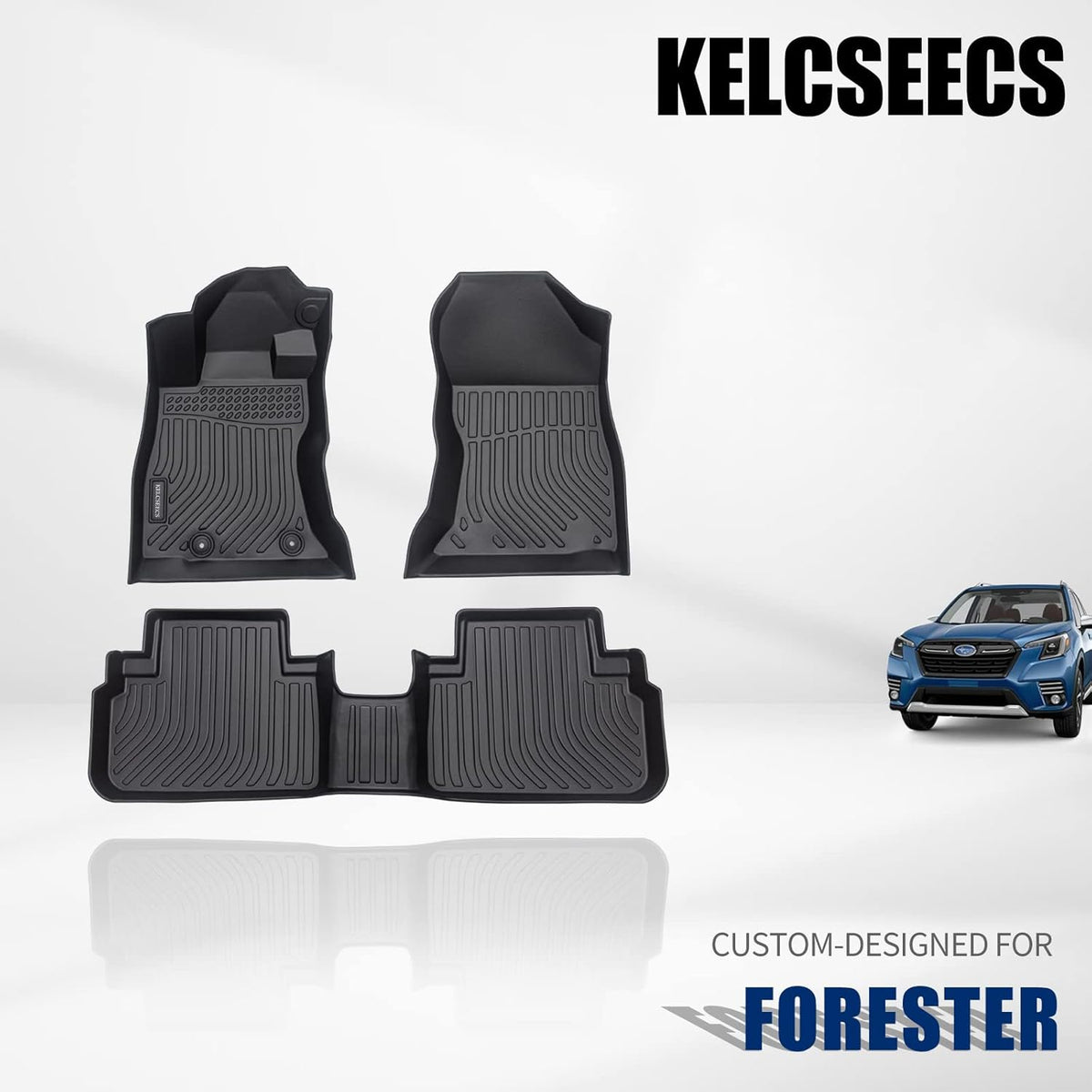 Custom Waterproof All Weather TPE Car Floor Mats Full Set Black F368400