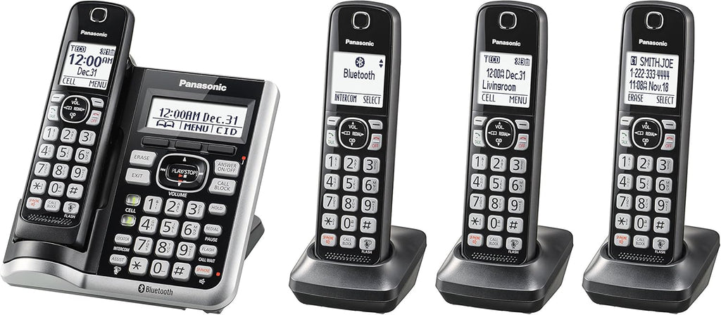 Black Cordless Phone System with 5 Handsets J68668