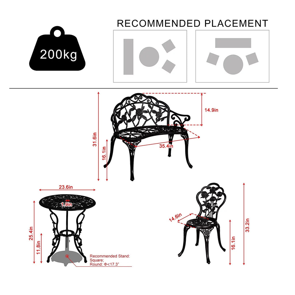 4 Piece Black Aluminum Patio Conversation Set P380