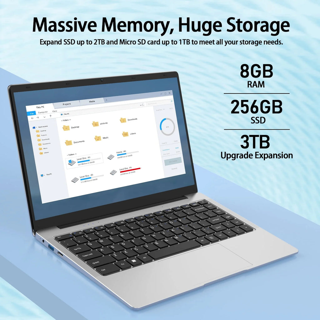 14.1 Laptop Intel Celeron J4125 8GB RAM 256GB SSD Silver O950