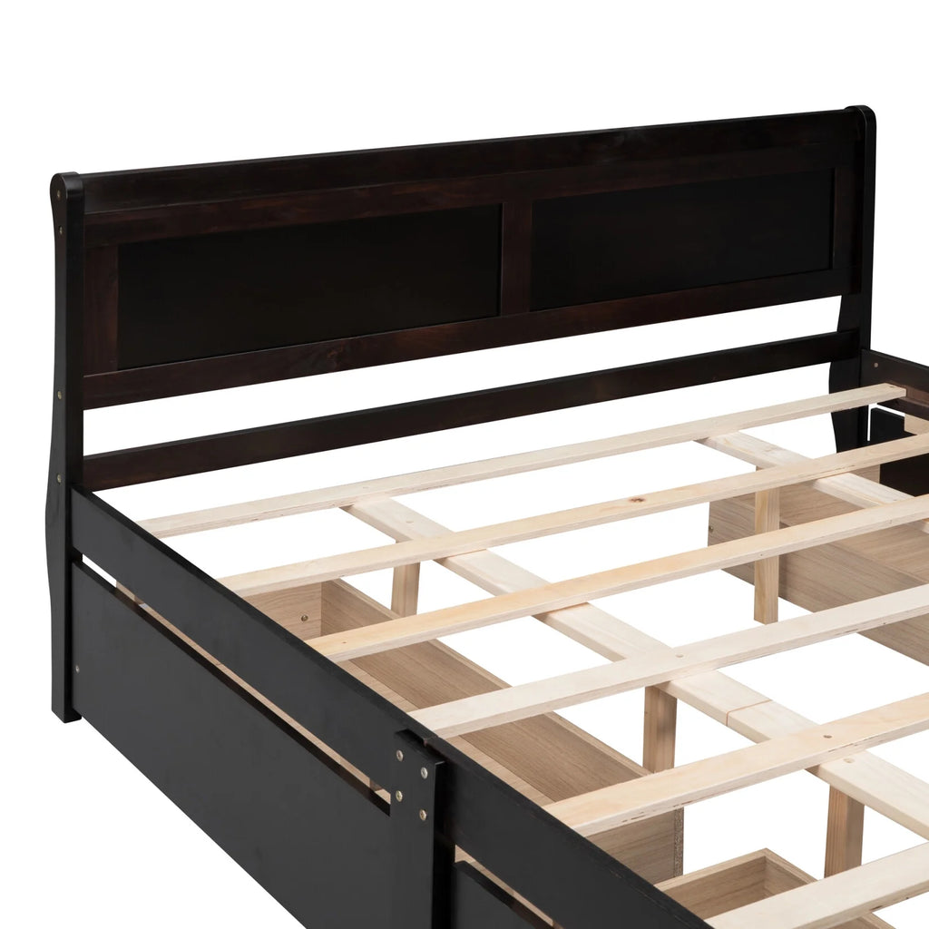 Queen Size Wood Platform Bed with 4 Drawers H12667