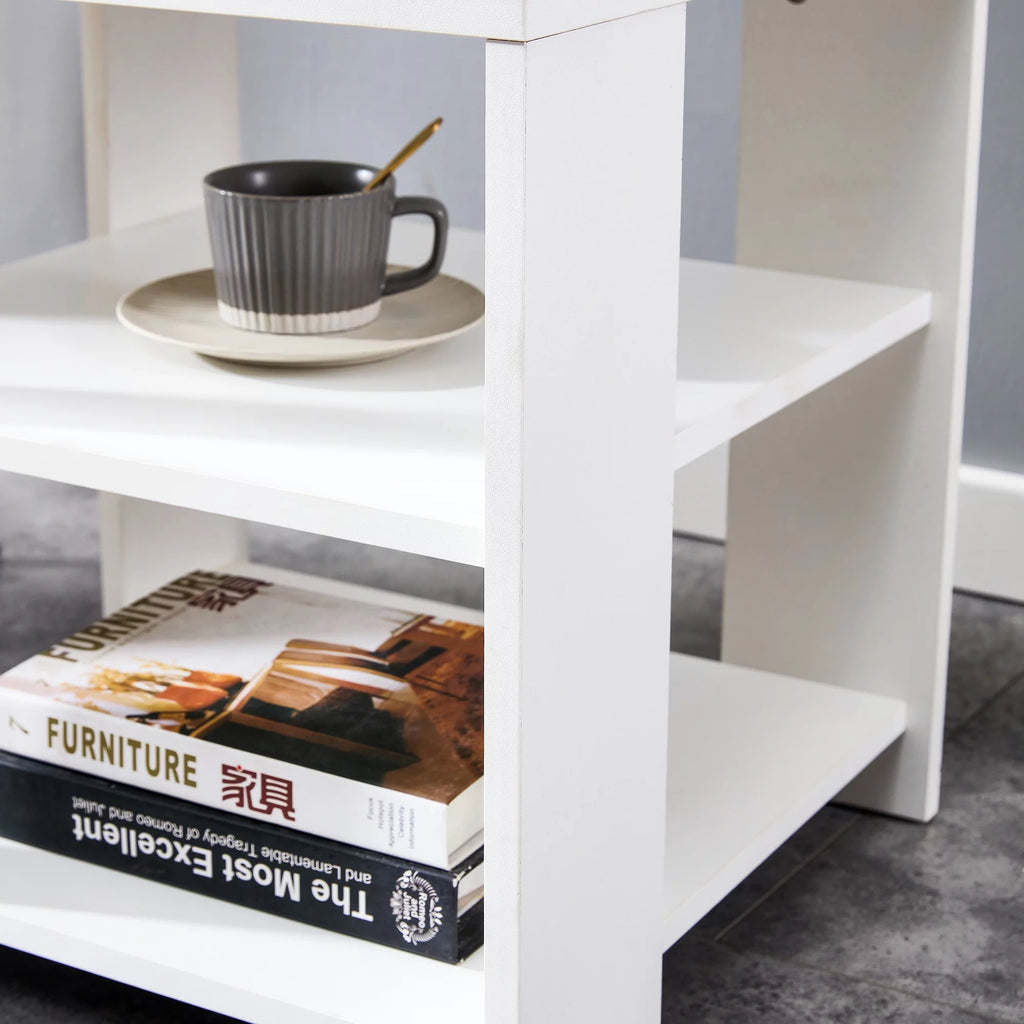 White 3 Tier Wood Square Nightstand S247