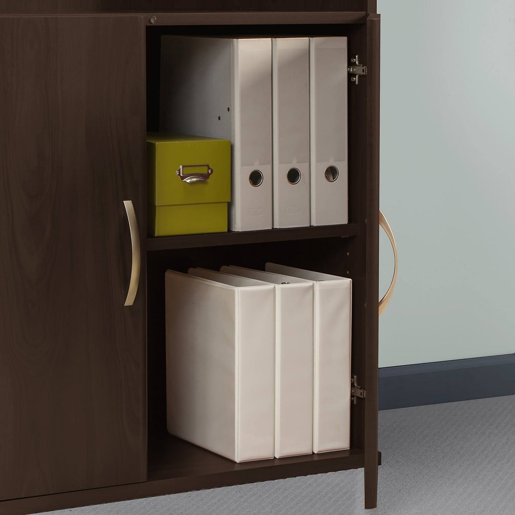 White 5 Shelf 2 Door Wood Composite Bookcase H736