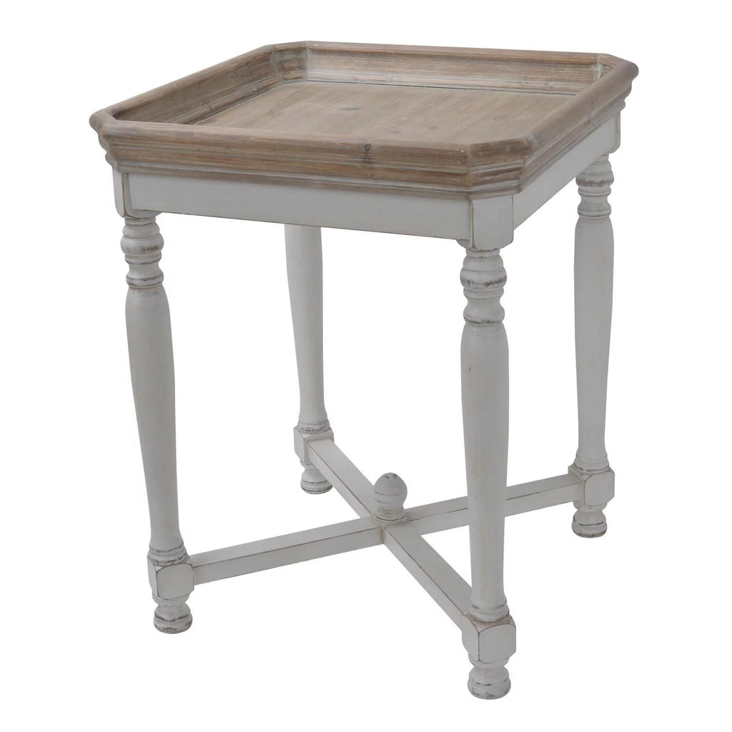 Aged White Square Side Table E7351