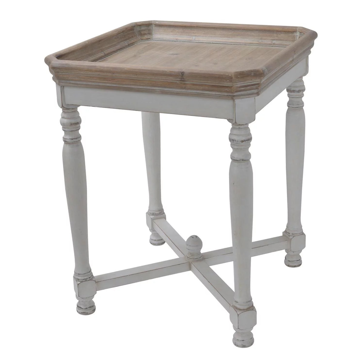 Aged White Square Side Table E7351