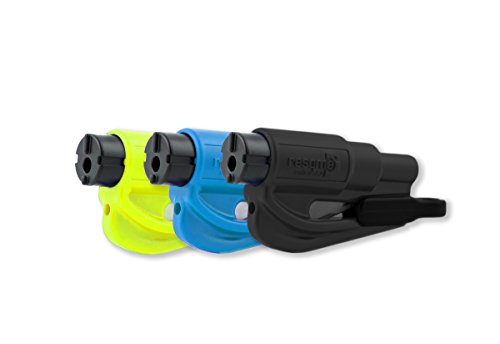 Emergency Keychain Car Escape Tool, 2-in-1 Seatbelt Cutter and Window Breaker, Black, Blue, Safety Yellow O967
