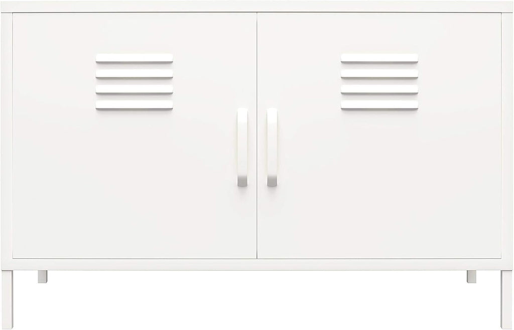 White 2 Door Metal Accent Cabinet V1758