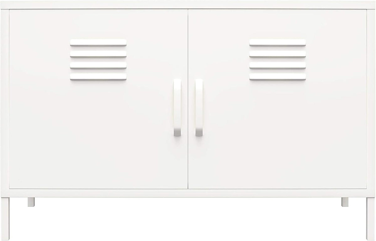 White 2 Door Metal Accent Cabinet V1758