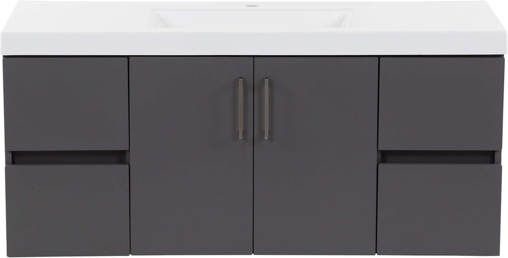 48.5” 2-Door Floating Bathroom Vanity with 4 Drawers and White Sink Top Y4209