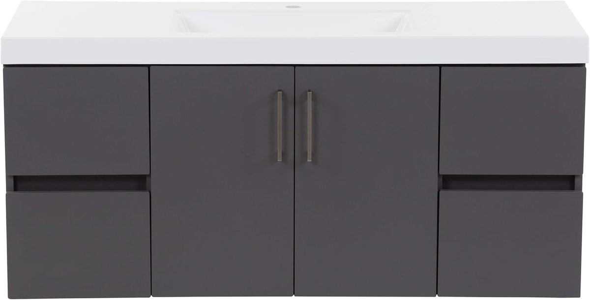 48.5” 2-Door Floating Bathroom Vanity with 4 Drawers and White Sink Top Y4209