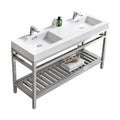 60 in. Double Sink Stainless Steel Console with Acrylic Sink I7904