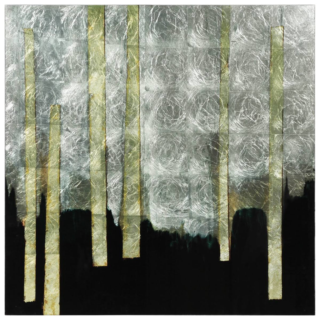 Printed Tempered Glass Art with Silver Leaf X424767