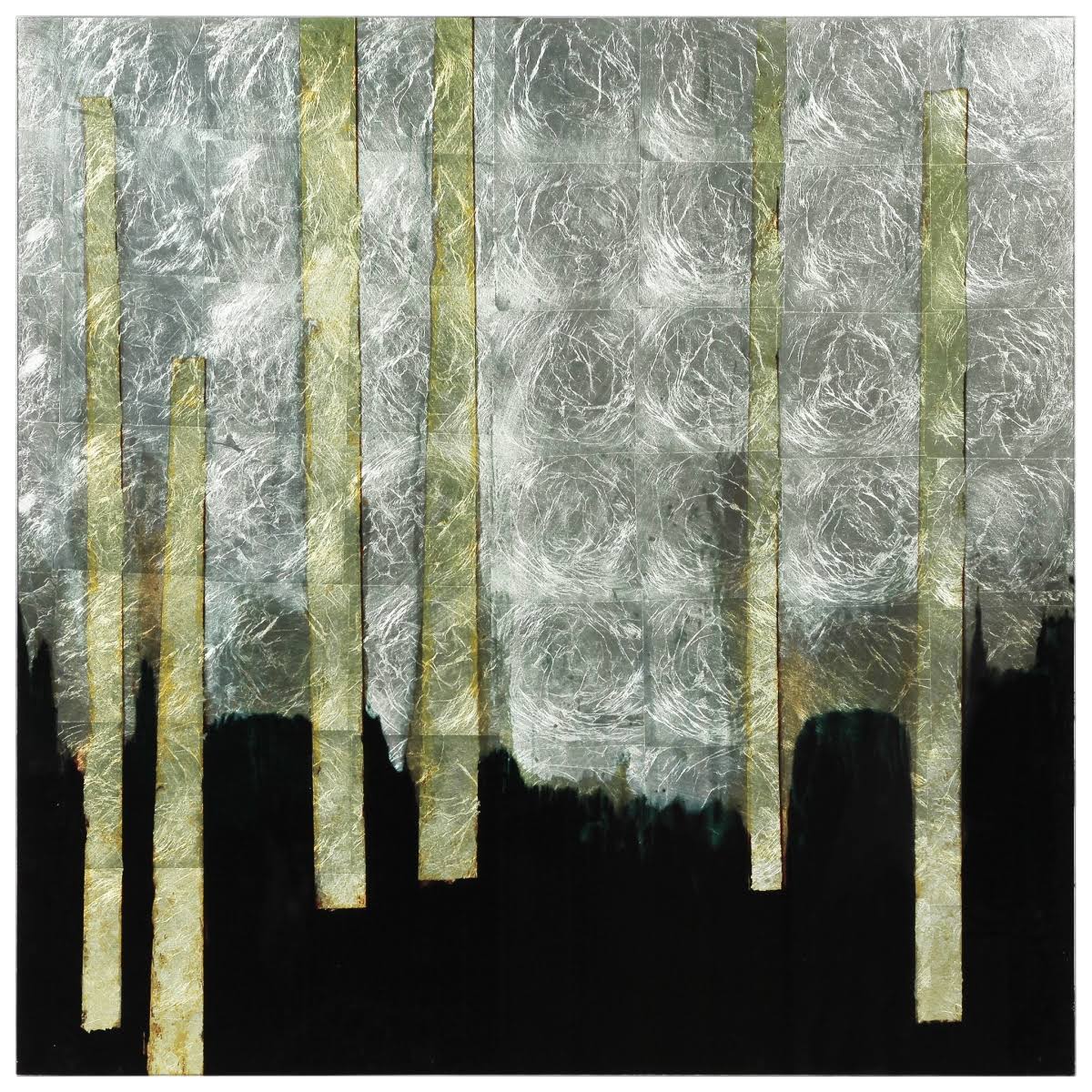 Printed Tempered Glass Art with Silver Leaf X424767