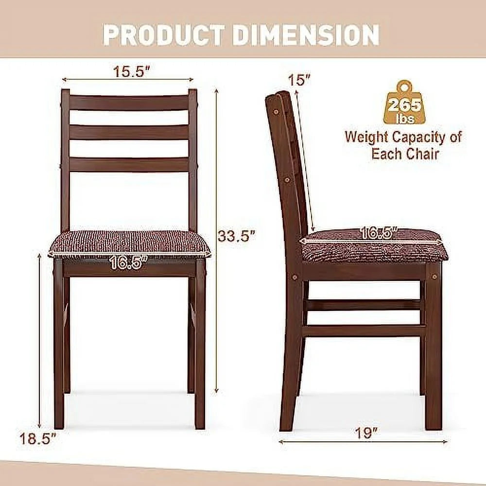 Walnut Set of 4 Wooden Dining Chairs with Padded Seat X438