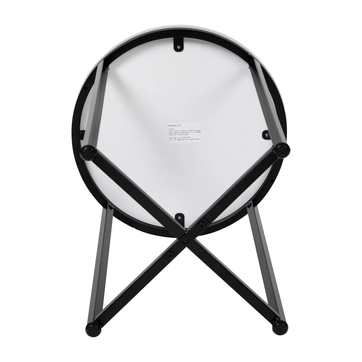 Modern End Table with Black Metal Frame and White Laminate Top L2478